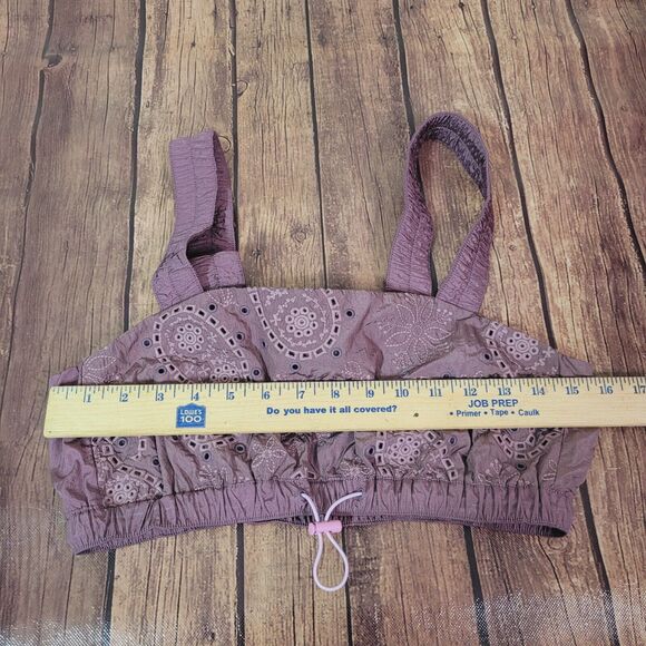 Free People Movement Sports Bra Purple S Eyelet Drawstring Nylon Elastic - Picture 2 of 11